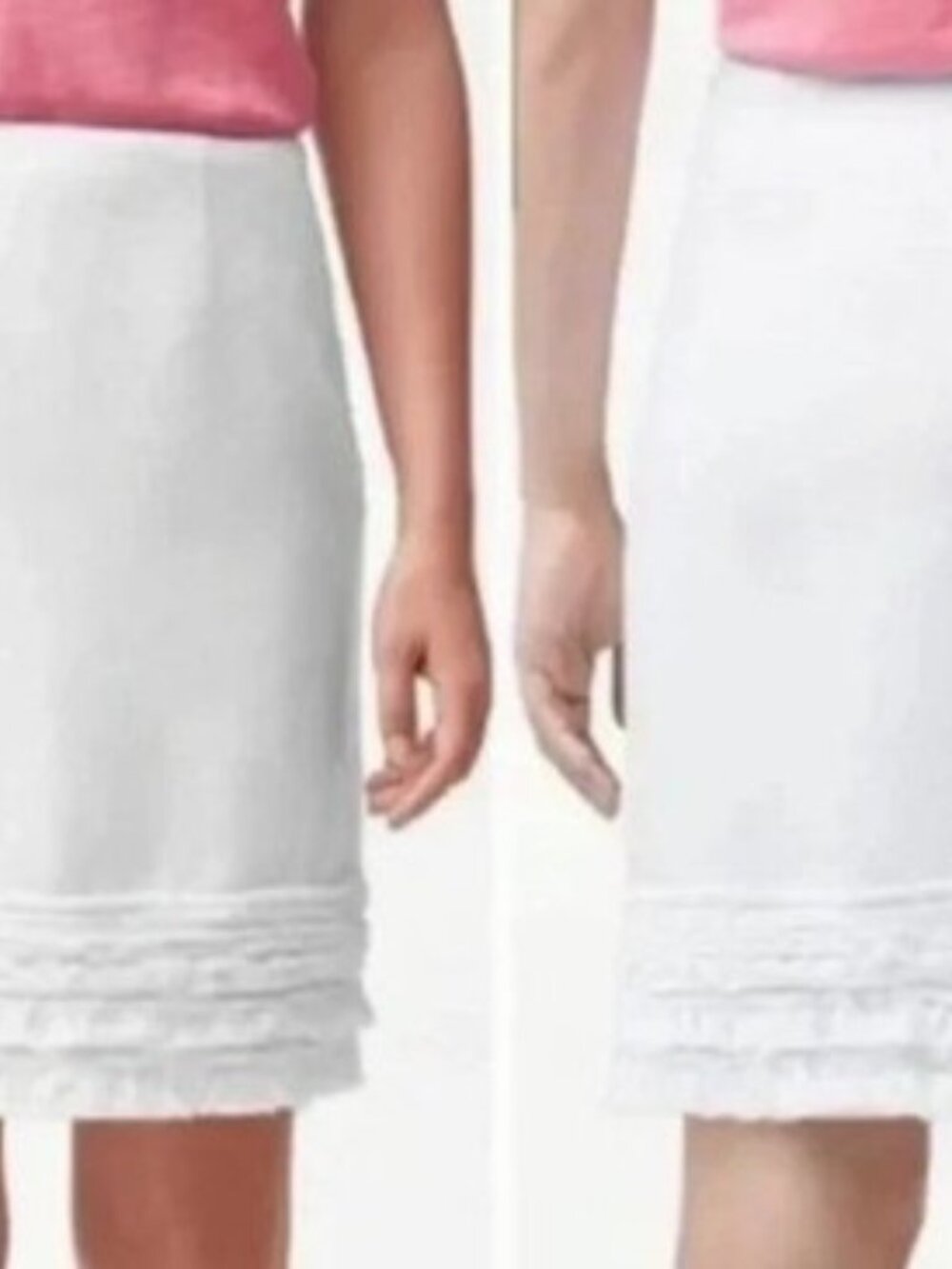 TOMMY BAHAMA White Linen Skirt with Smocked Ruffles - Picture 2 of 10